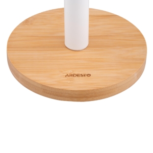 Ardesto Paper Towel Holder Midori 15х34cm, metal, bamboo, white