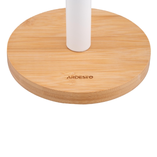 Ardesto Paper Towel Holder Midori 15х34cm, metal, bamboo, white
