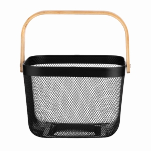 Корзина с ручкой Ardesto Midori 25х24.5х18см, металл, бамбук, черный