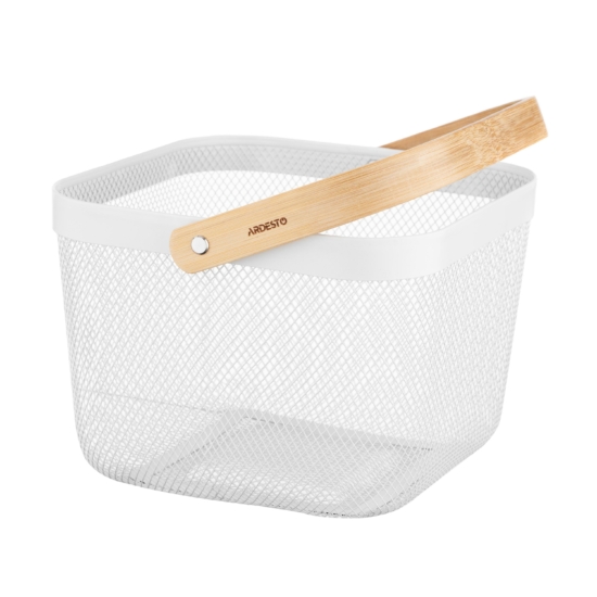 Ardesto Basket with handle Midori 25х24.5х18cm, metal, wood, white