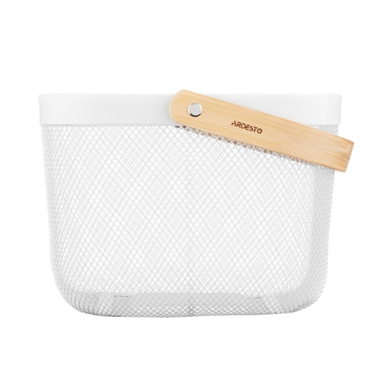 Ardesto Basket with handle Midori 25х24.5х18cm, metal, wood, white