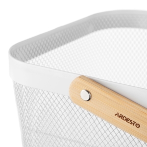 Ardesto Basket with handle Midori 25х24.5х18cm, metal, wood, white