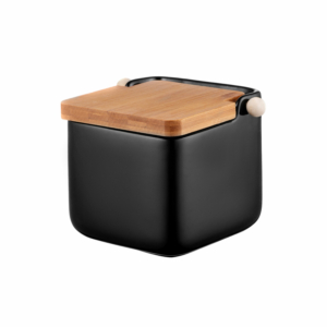 Сахарница Ardesto Midori 12х12х11см, 840мл, керамика, бамбук, черный