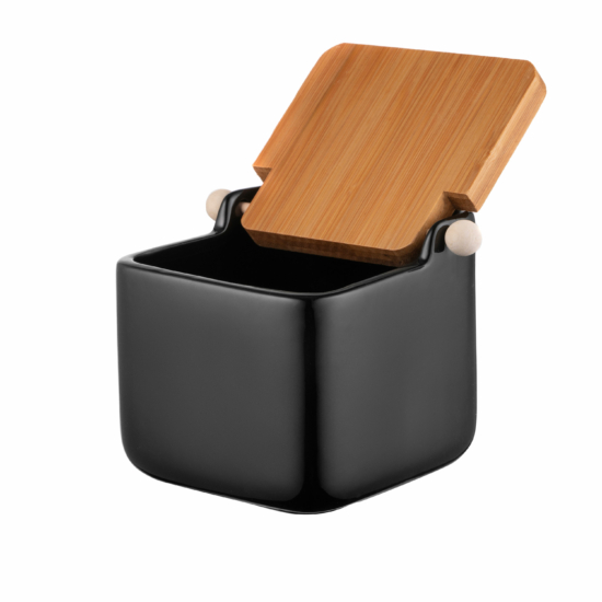 Сахарница Ardesto Midori 12х12х11см, 840мл, керамика, бамбук, черный