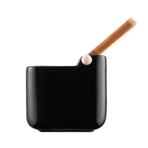 Сахарница Ardesto Midori 12х12х11см, 840мл, керамика, бамбук, черный