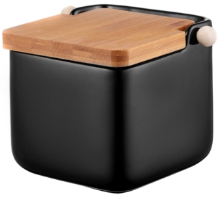 Сахарница Ardesto Midori 12х12х11см, 840мл, керамика, бамбук, черный