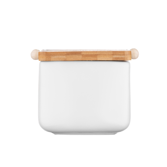 Ardesto Sugar bowl Midori 12х12х11cm, 840ml, ceramic, bamboo, white