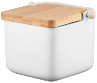 Сахарница Ardesto Midori 12х12х11см, 840мл, керамика, бамбук, белый