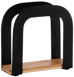Ardesto Napkin holder Midori 12х4.5х12cm, metal, bamboo, black