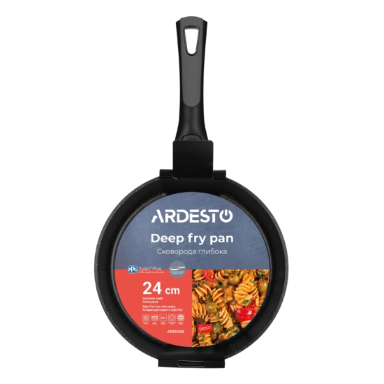 Ardesto Deep Fry pan with removable handle Gemini Bari, 24cm, aluminium, black