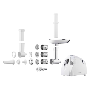 Meat grinder Ardesto, 2000W, prod.-1.9kg/min, 3 cutting plates+for sausag.plates, 3 vegetable slicer, plastik, black-silver