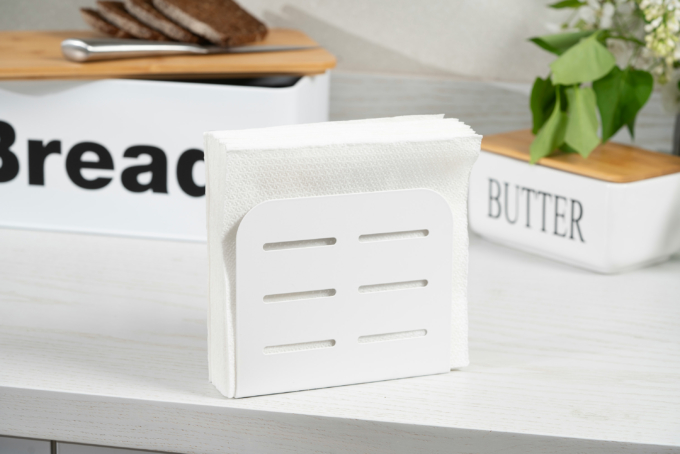 Ardesto Napkin holder Midori 15х4х12.5cm, metal, white