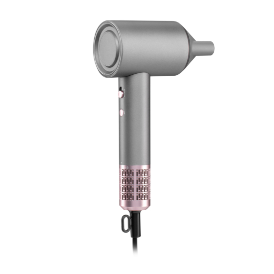 Фен Ardesto Pink Touch, 1600Вт, 2 скорости, 3 темп.режима, ионизация, диффузор, магнитные насадки, серый+розовый