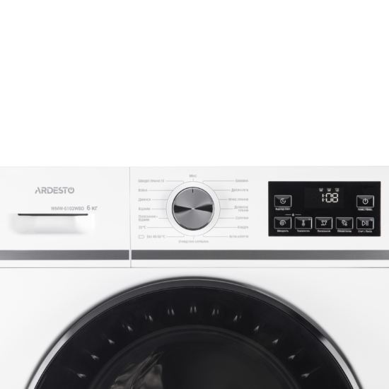 WM ARDESTO front load Black Mars, 6kg, 1200, A++, 45cm, display, steam, white