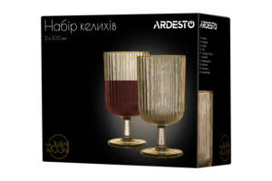 Набор бокалов Ardesto Golden Moon, 300мл, 2шт, стекло, золотистый