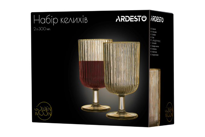 Набор бокалов Ardesto Golden Moon, 300мл, 2шт, стекло, золотистый