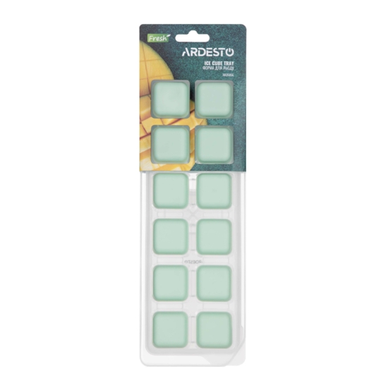 Форма для льда с крышкой Ardesto Fresh, 26х9.5х3.5см, силикон, пластик, зелений