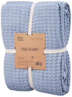 Ardesto Pique blanket 220x230cm, 100% cotton, light blue