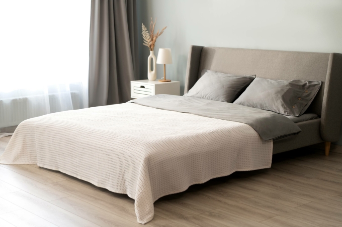 Ardesto Pique blanket 220x230cm, 100% cotton, ivory