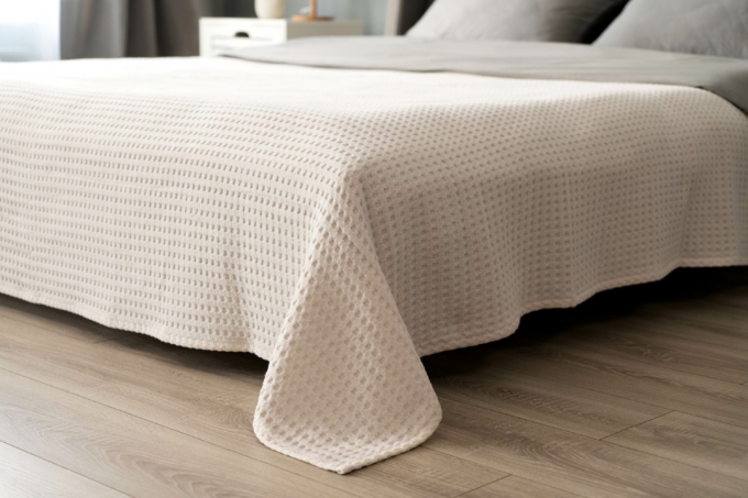 Ardesto Pique blanket 220x230cm, 100% cotton, ivory