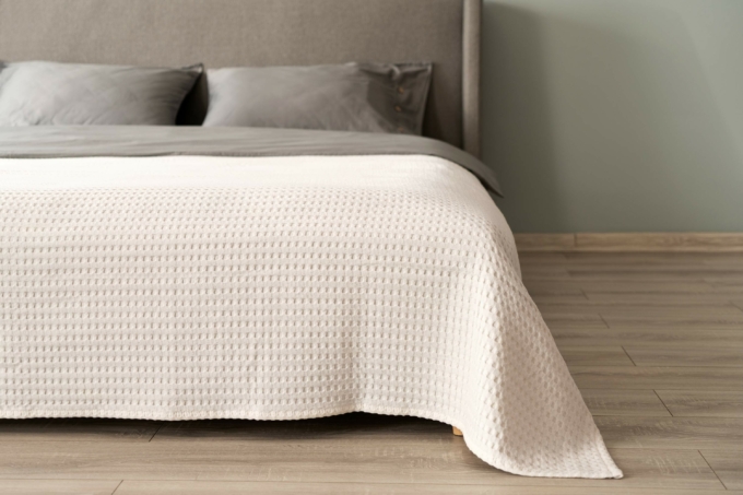Ardesto Pique blanket 220x230cm, 100% cotton, ivory