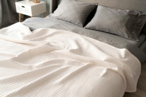 Ardesto Pique blanket 220x230cm, 100% cotton, ivory