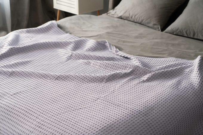 Ardesto Pique blanket 220x230cm, 100% cotton, light grey
