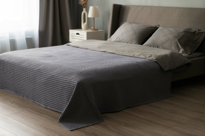 Ardesto Pique blanket 220x230cm, 100% cotton, grey