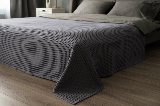 Ardesto Pique blanket 220x230cm, 100% cotton, grey