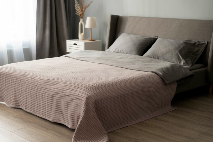 Ardesto Pique blanket 220x230cm, 100% cotton, beige