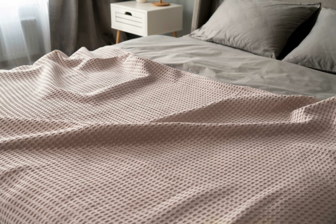Ardesto Pique blanket 220x230cm, 100% cotton, beige
