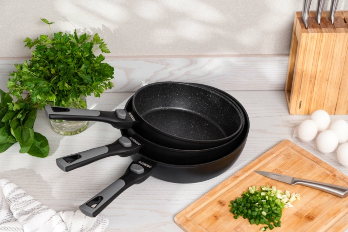 Ardesto Deep Fry pan with removable handle Gemini Bari, 24cm, aluminium, black