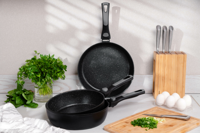 Ardesto Deep Fry pan with removable handle Gemini Bari, 24cm, aluminium, black