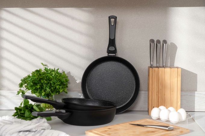 Ardesto Deep Fry pan with removable handle Gemini Bari, 24cm, aluminium, black