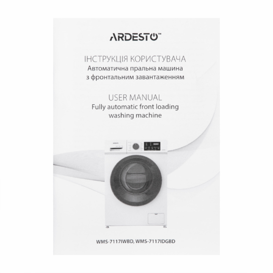 WM ARDESTO front load, 7kg, 1400, A+++, 48cm, display, steam, inverter, drum lighting, grey