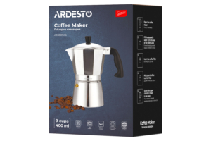 Гейзерная кофеварка Ardesto Gemini Cremona, 0.4л, 9 чашек, алюминий
