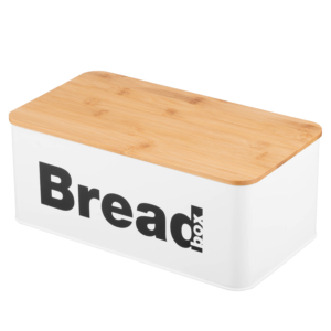 Ardesto Bread bin Midori 33х18х13cm, metal, bamboo, white