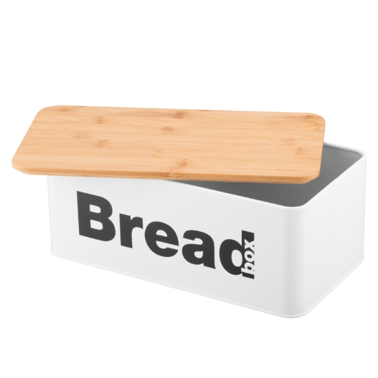 Ardesto Bread bin Midori 33х18х13cm, metal, bamboo, white