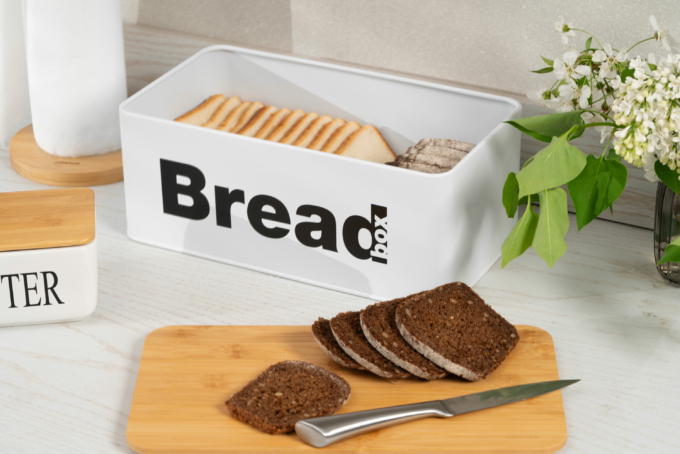 Ardesto Bread bin Midori 33х18х13cm, metal, bamboo, white