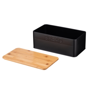 Ardesto Bread bin Midori 33х18х12cm, metal, bamboo, black