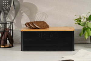 Ardesto Bread bin Midori 33х18х12cm, metal, bamboo, black