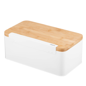 Ardesto Bread bin Midori 33х13х18cm, metal, bamboo, white