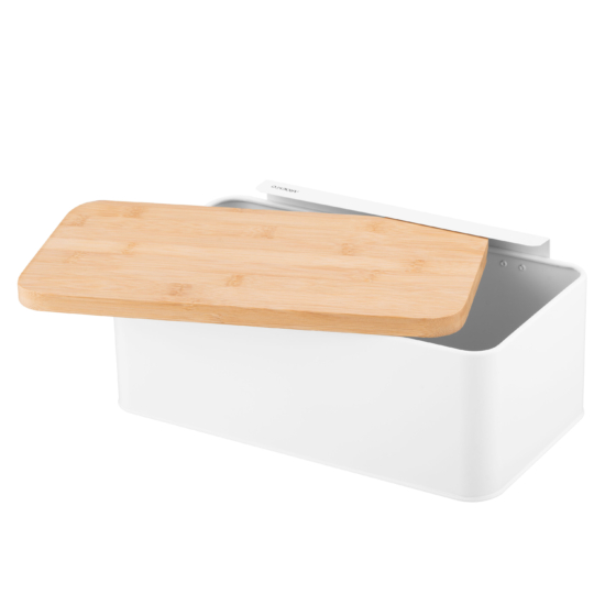 Ardesto Bread bin Midori 33х13х18cm, metal, bamboo, white