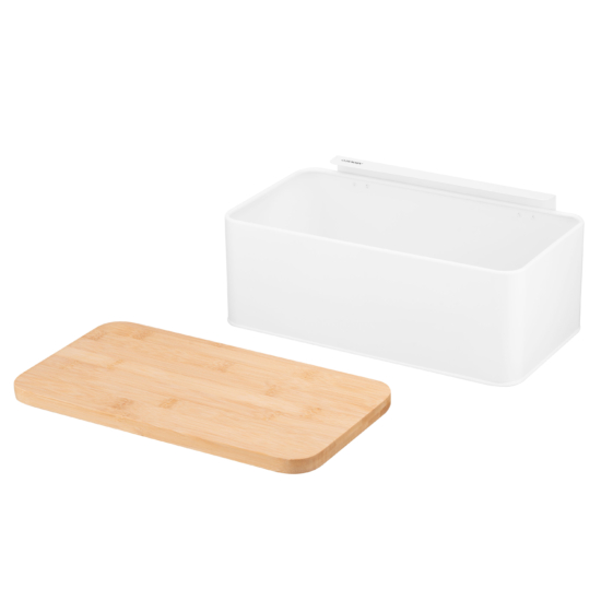 Ardesto Bread bin Midori 33х13х18cm, metal, bamboo, white