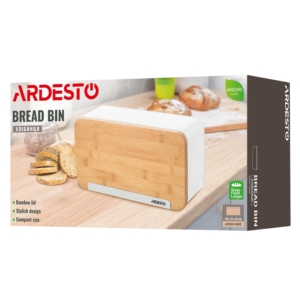 Ardesto Bread bin Midori 33х13х18cm, metal, bamboo, white