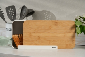 Ardesto Bread bin Midori 33х13х18cm, metal, bamboo, white