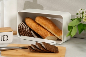 Ardesto Bread bin Midori 33х13х18cm, metal, bamboo, white