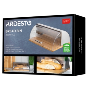 Ardesto Bread bin Gemini 39х27х15cm, wood, plastic, stainless steel