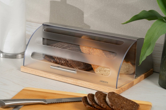 Ardesto Bread bin Gemini 39х27х15cm, wood, plastic, stainless steel