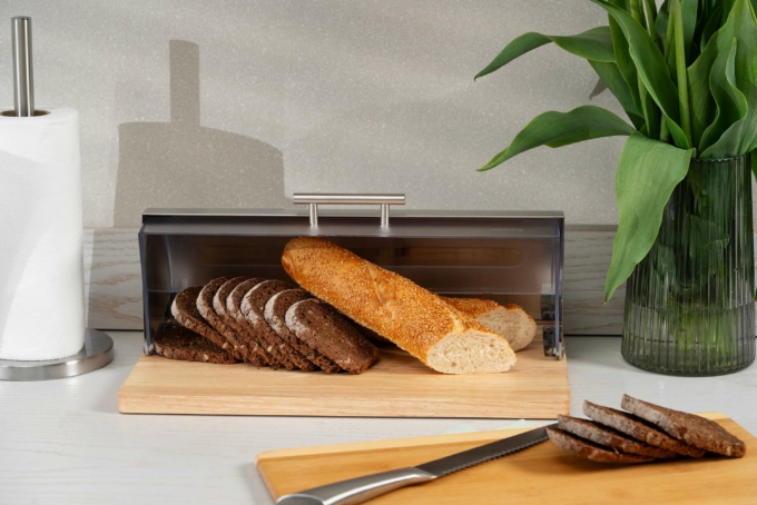 Ardesto Bread bin Gemini 39х27х15cm, wood, plastic, stainless steel